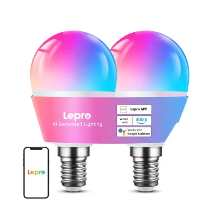 LEPRO BP1-2 E14 LED Bulb with Bluetooth and Wi-Fi, 470 lm, 2-pack